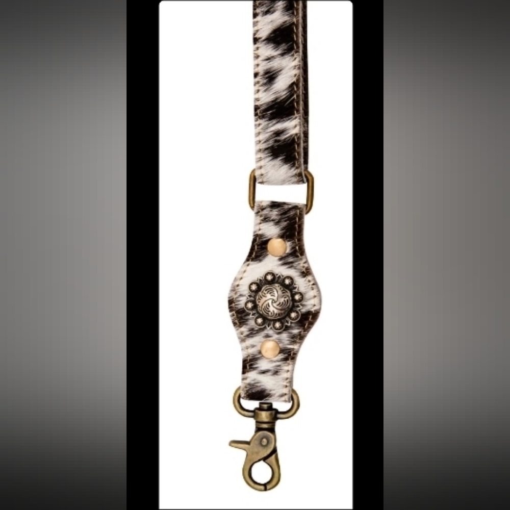 Western Bag Strap Cowhide Black & White Strap
